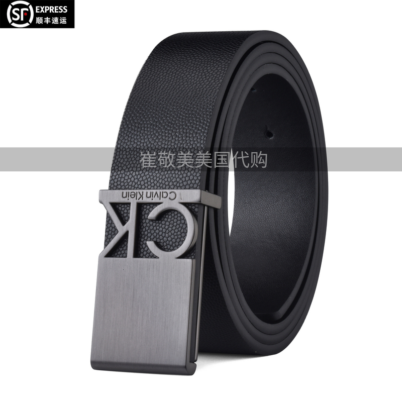 Calvin Klein Belt Ck Men's Genuine Leather Belt with Metal Letter Buckle Business Casual Pants Belt