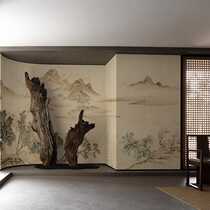 2023 New New Chinese Style Retro Wallpaper Wall Cloth TV Background Wallpaper Landscape Decoration Wall Cloth Embroidery Mural