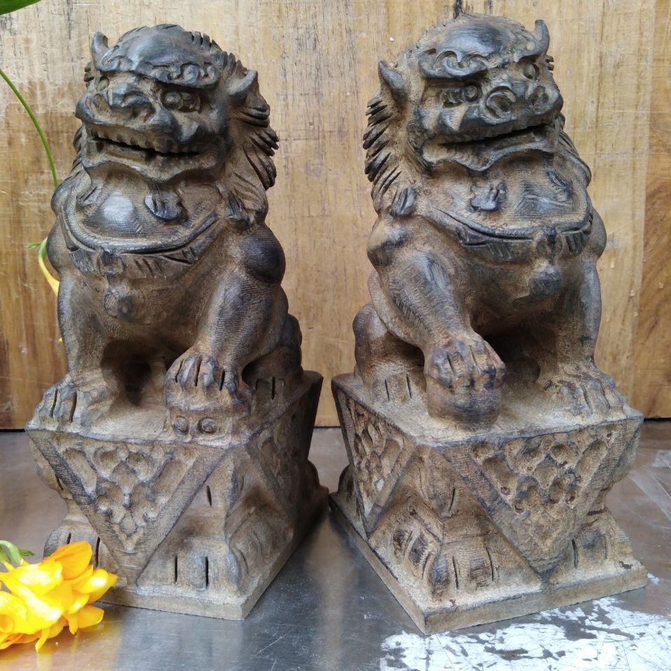 老石雕狮子一对值不值得收藏?尺寸重量全解析-石雕-淘宝百科网