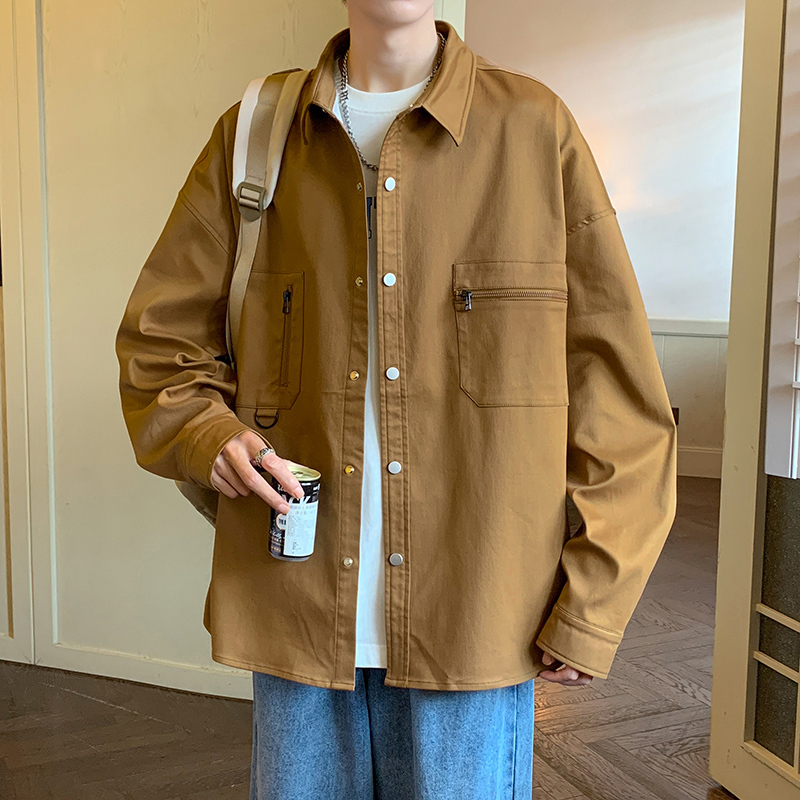 Japanese-Style Workwear Men's Shirt Jacket Spring and Autumn New Trendy Brand Loose Casual Youth Long-Sleeve Shirt Jacket