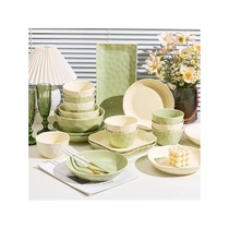 Particularly beautiful dish plates and bowls household fashionable French cream style 2024 new rice chopsticks high-end ceramic dishes