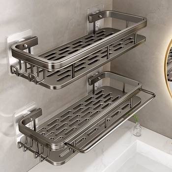 Bathroom storage rack bathroom wall-mounted punch-free toilet bath bathroom toilet sink basin wall storage rack
