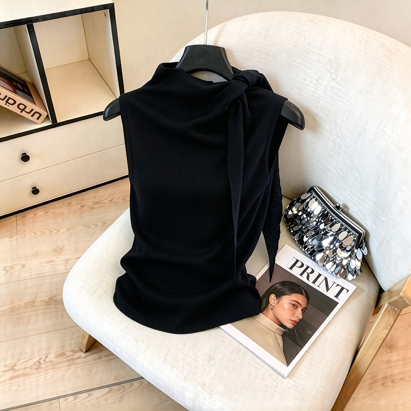 2026 New Style Sleeveless Vest for Women, Summer Outerwear, Black T-Shirt Knit Top, Slimming, Unique, Beautiful, and Very Attractive Top 2026 New Style Sleeveless Vest for Women, Summer Outerwear, Black T-Shirt Knit Top, Slimming, Unique, Beautiful, and Very Attractive Top