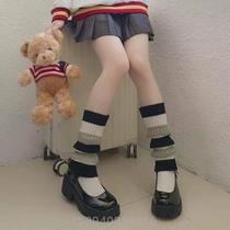 y2k mid-calf protective socks Lolita socks] jk warm Japanese knitted white pile covers calf legs womens autumn and winter