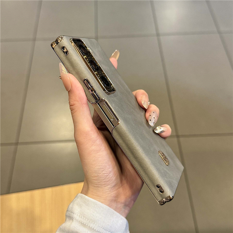 Dual Central Axis Hinge Protective Case Suitable for Samsung W 74% off Foldable Screen Phone, Lambskin Leather W25/W24 Central Hinge Full-Cover Anti-Drop Zfold7/6/5 Back Cover, Stylish and High-End Feel