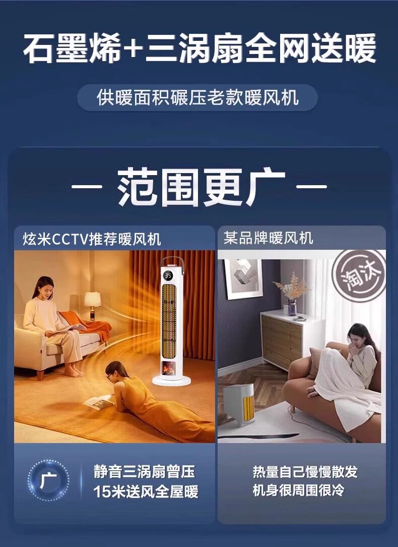 Обогреватель 石墨烯取暖器家用大面积暖风机节能省电热暖气小太阳烤火炉神器18 Dazzle m