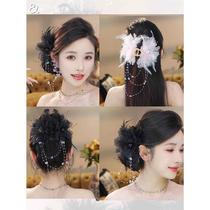 Chaoxian Heavy Industry Feather Flower Head Plate Clip Large Ladies Back Hair Clip Shark Clip Flower Hair Accessory