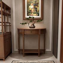 Solid wood semi-round table against the entrance wall light luxury entrance table side table narrow modern entrance living room decorative wall cabinet for table