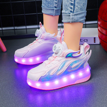 Runaway childrens luminous twist shoes invisible explosive roller skating mesh girls students with wheels boys colorful