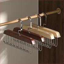 Multifunctional solid wood clothes hanger coat wardrobe drying tie clothes hanging underwear sling household seamless non-slip wooden