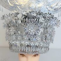 Ethnic minority clothing silver jewelry Miao and Dong ethnic style new aluminum solid color non-discoloring silver hat long-legged hat