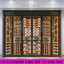 Stainless steel wine cabinet customized European style restaurant light luxury basement thermostatic cabinet home wine cellar decoration display wine rack