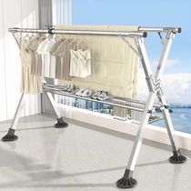 Windproof and thickened household balcony folding telescopic rod for drying clothes rack for drying quilts