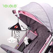 Newborn baby black and white stroller toy pendant bed bell wind chime fabric comfort 0-3-6 months hanging umbrella hanging rattle 1