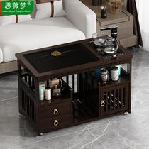 Mobile small tea home table tea table solid wood tea cart kettle integrated tea cabinet wheeled tea side table Kung Fu tea tray
