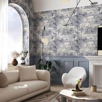 Fa-style American retro frescoed living room bedroom wall paper TV background wall wallpaper light lavish wall cloth seamless full house