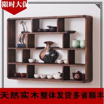 Bogu rack multi-solid wood treasure pavilion Chinese style wall-mounted wall-mounted modern simple storage rack tea set rack museum rack antique
