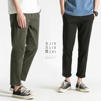 Spring and summer new straight slim casual pants for men Japanese fashion versatile nine-point pants for small feet mens Korean style trousers