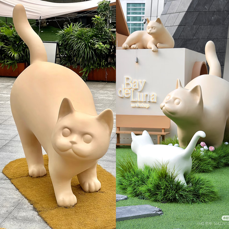 Fiberglass Cartoon Cat Sculpture Model for Mall Display, Pet Storefront Decoration, Shop Roof, Wall-Climbing Large Ornament Fiberglass Cartoon Cat Sculpture Model for Mall Display, Pet Storefront Decoration, Shop Roof, Wall-Climbing Large Ornament