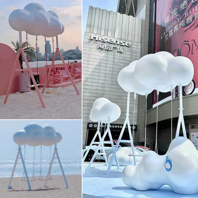 Trendy Swing Photo Spot with Cloud Decorations for Outdoor Large Shopping Malls, Beach Camping, Photo Shoots, and Homestays