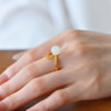 S925 silver inlaid with Hetian jade beads ring 1025