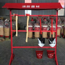 The fire equipment frame set contains a sandbox two buckets two shovel two axes two hooks