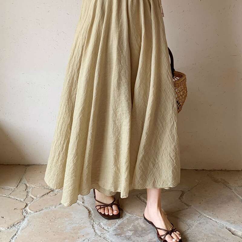Han Xiaoxiao Girls Summer New Irregular Large Hem Women's Skirt Long A-Line Skirt Thin Elastic Waist