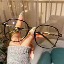 TR90 new retro myopia glasses frame mens and womens full frame round frame glasses frame anti-blue light flat glasses