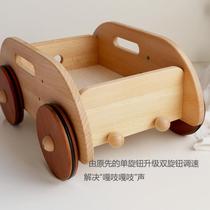 Baby infant toddler stroller solid wood push-assisted wooden car child multi-functional first-year gift MD