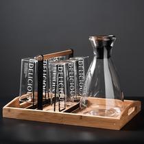 Water set household Nordic cold kettle glass 6-piece set high temperature resistant cup set with tray cup holder