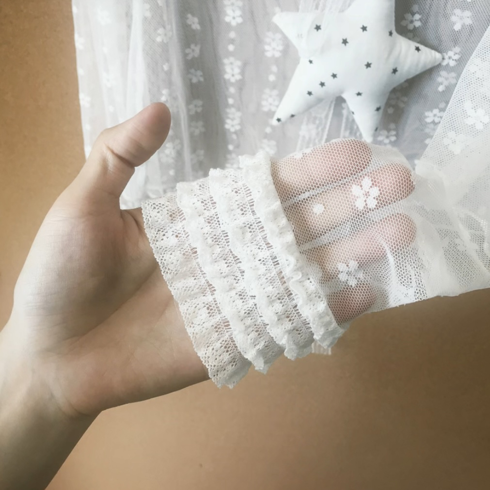 oioic レースベースシャツ 大きなスケルトンレイヤード中空透明チュールベースシャツ 夏レディース