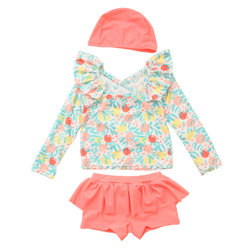 Children's Swimsuit for Girls, Stylish Long-Sleeved Two-Piece Sun-Protective Summer Swimwear, Baby Swimsuit for Girls