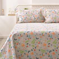 Pure cotton floral old coarse cloth bed sheets Cotton bed sheets printed three-piece set cotton small canvas thickened large size kang sheet