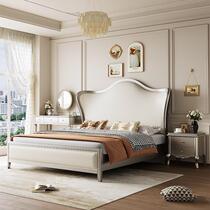 Guangdong Foshan Meike Silver European-style solid wood bed light luxury American-style large bed master bedroom high-end atmospheric leather soft-covered wedding bed