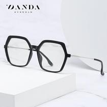 New European and American plain mirror womens trendy glasses frame TJ871 lightweight TR two-color frame spring leg anti-blue light glasses