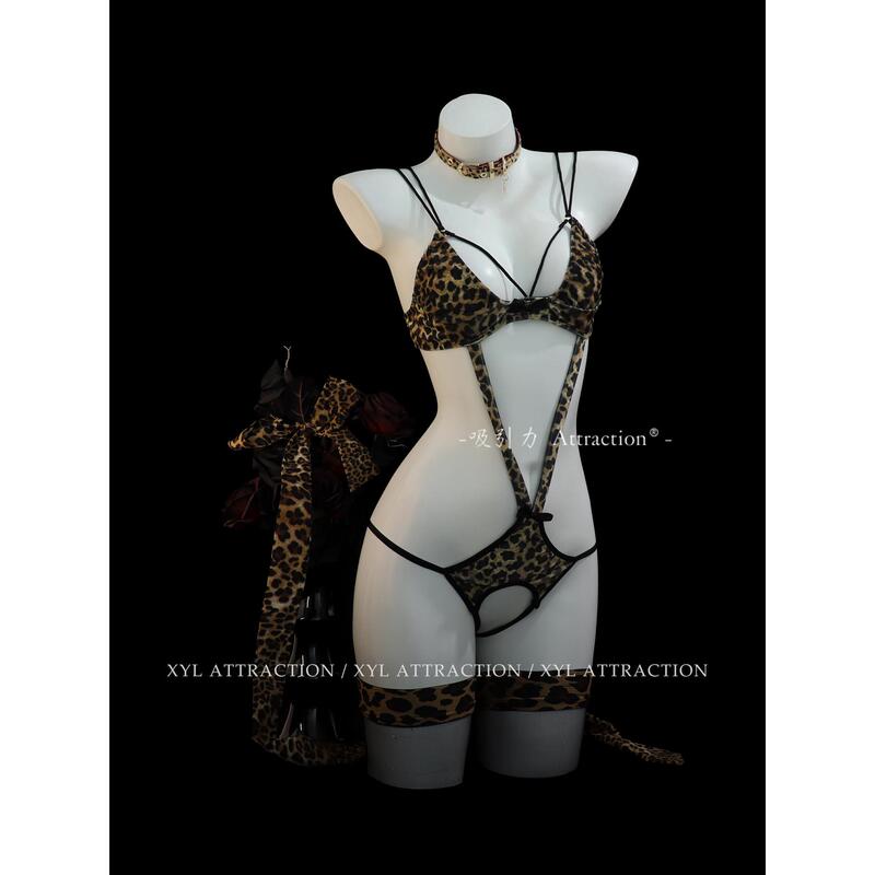 Hunting Game Sexy Leopard Print Three-Point Suit Date Mood Fun Uniform Qqny Lingerie