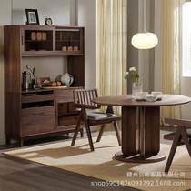 New wooden dining table and chair combination home modern simple small apartment South American walnut dining negotiation round table