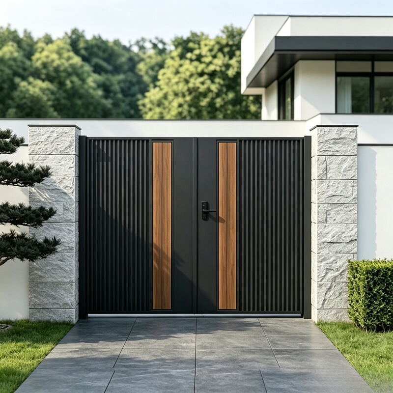 Aluminum Alloy Courtyard Double-Door Modern Villa Garden Door Wrought Iron Stainless Steel Rural Self-Built House Courtyard Door Aluminum Alloy Courtyard Double-Door Modern Villa Garden Door Wrought Iron Stainless Steel Rural Self-Built House Courtyard Door