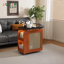 High-end mobile tea table kettle integrated tea table small apartment modern household multi-functional side table corner table rattan small