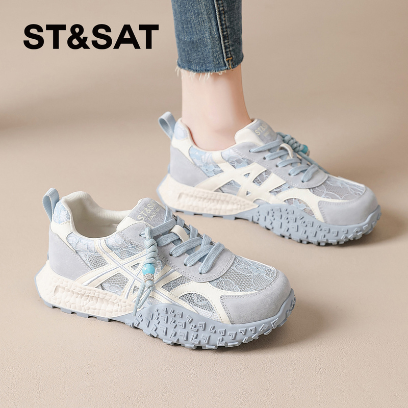 Saturday Women's Shoes Summer Breathable Sneakers Women's Summer Thin Style 2026 New Mesh Lace Casual Shoes Forrest Gump Shoes