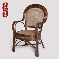 High-end rattan chair natural rattan chair elderly chair single chair balcony chair rattan chair leisure high chair