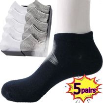 pairs Low Cut Mens Socks Solid Color Black White Gray