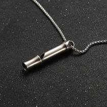 Hot selling titanium alloy whistle single tube blast outdoor high frequency hanging hole high decibel stainless steel whistle
