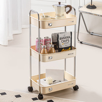 ins cream style storage rack trolley mobile stainless steel food delivery cart living room hotel snack fruit storage rack