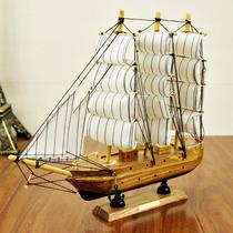 30CM wooden sailboat large sailboat gift Mediterranean style decoration smooth sailing and auspicious decoration