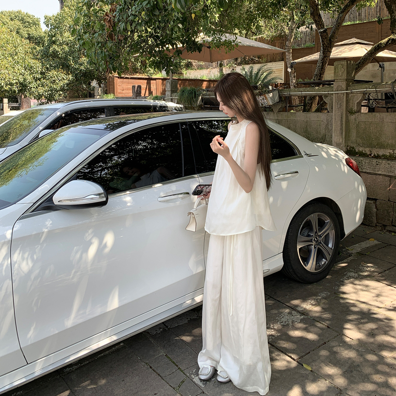 2026 New Trendy Old Money Style Women's Outfit Summer Complete Set Popular Outfit Summer Wear White Two-Piece Set 2026 New Trendy Old Money Style Women's Outfit Summer Complete Set Popular Outfit Summer Wear White Two-Piece Set