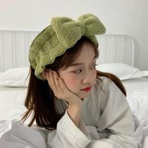 Cute big bow lamb wool face wash headband sweet girly heart headband facial mask headband hair accessories headdress