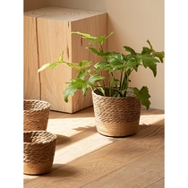 Nordic style natural seagrass woven flower pots rattan plant green plant sets home decoration flower baskets storage baskets