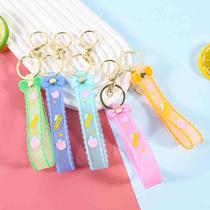 Silicone glitter transparent bow leather rope keychain oiled doll style cartoon bag gift accessories