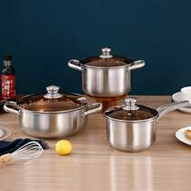 Stainless steel pot three-piece set thickened soup pot milk pot frying pan kitchen set pot practical gift multi-purpose pot